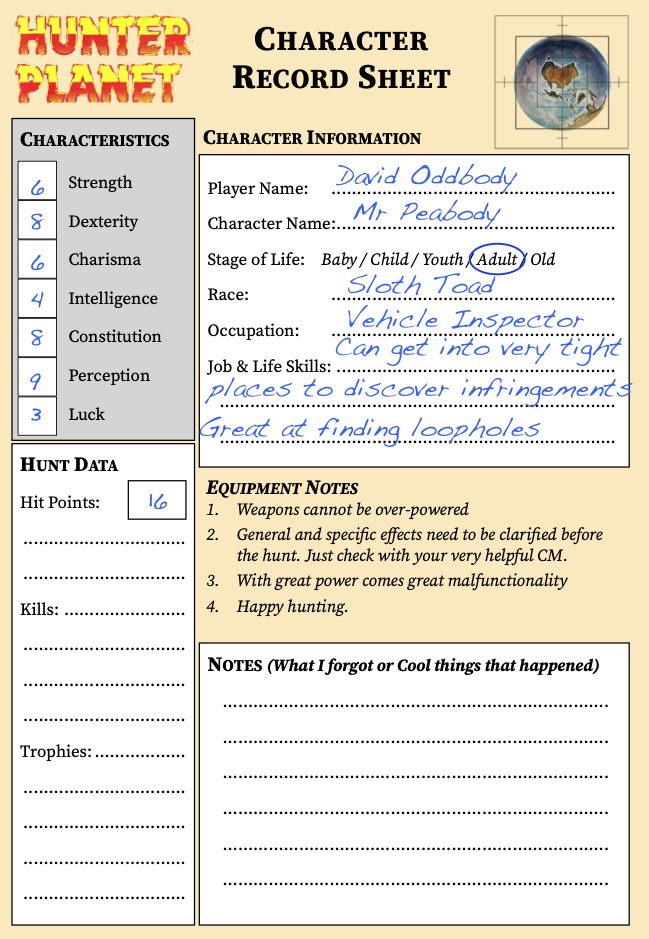 Character Creation in Hunter Planet: Part 1